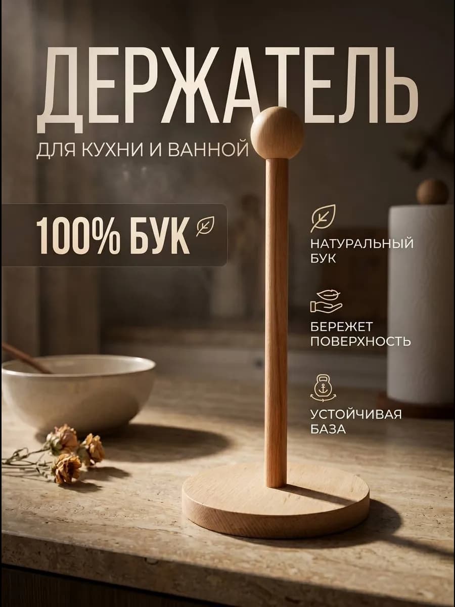 держатель для бумажных полотенец настольный деревянный