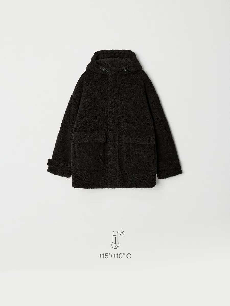 Куртка оверсайз из искусственного меха утепленная