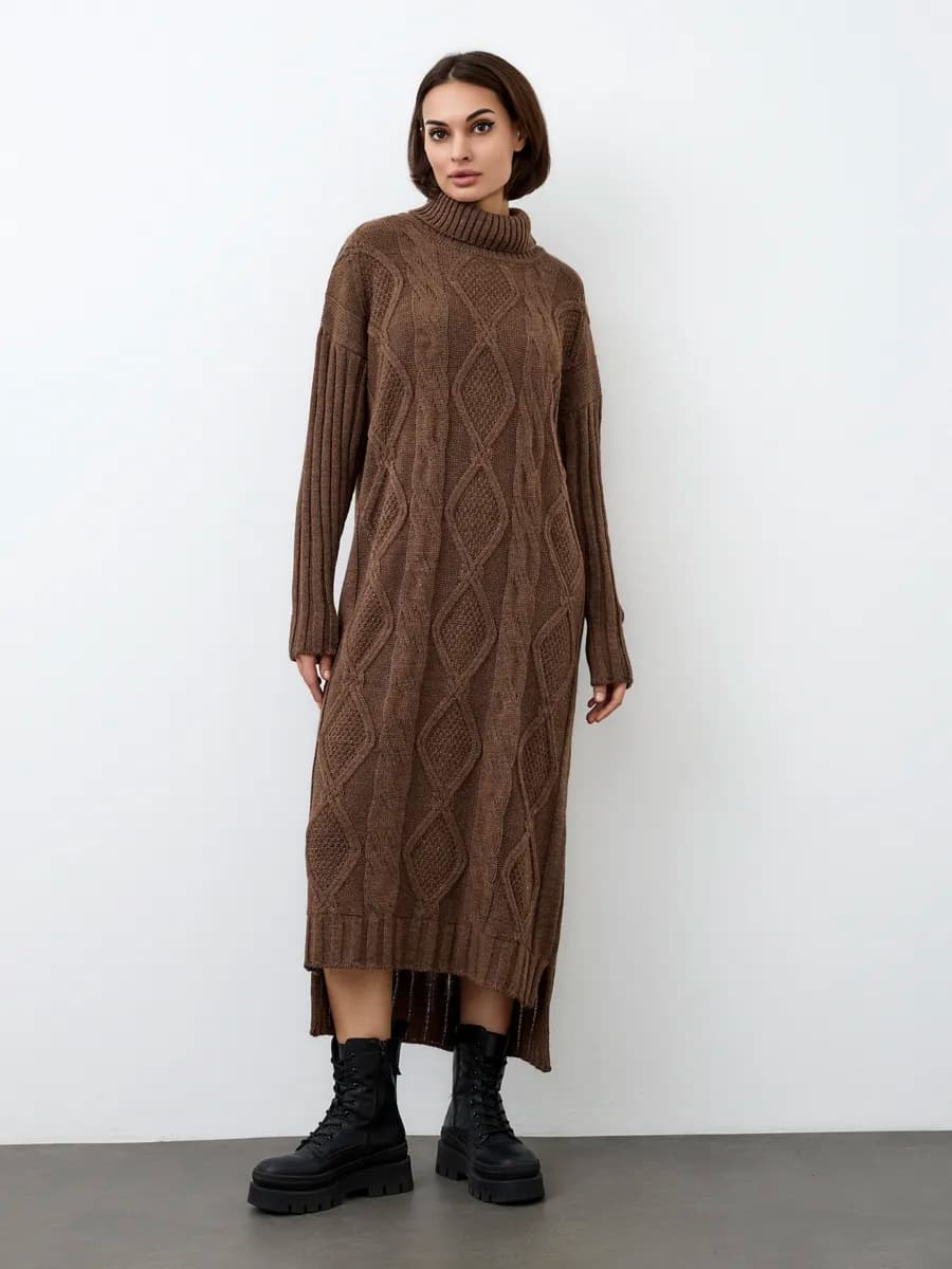 Вязаное платье свитер шерстяное