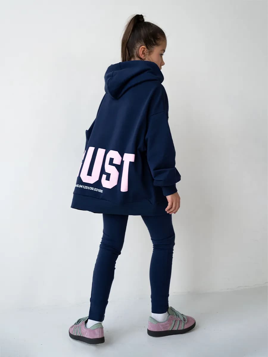 Костюм для девочки, толстовка и леггинсы, синий