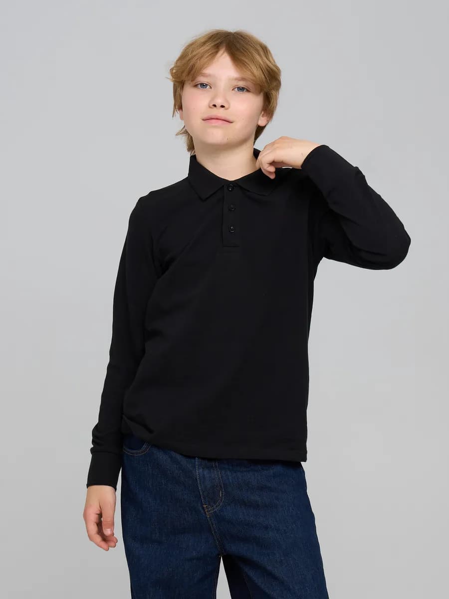 Рубашка поло школьная с длинным рукавом
