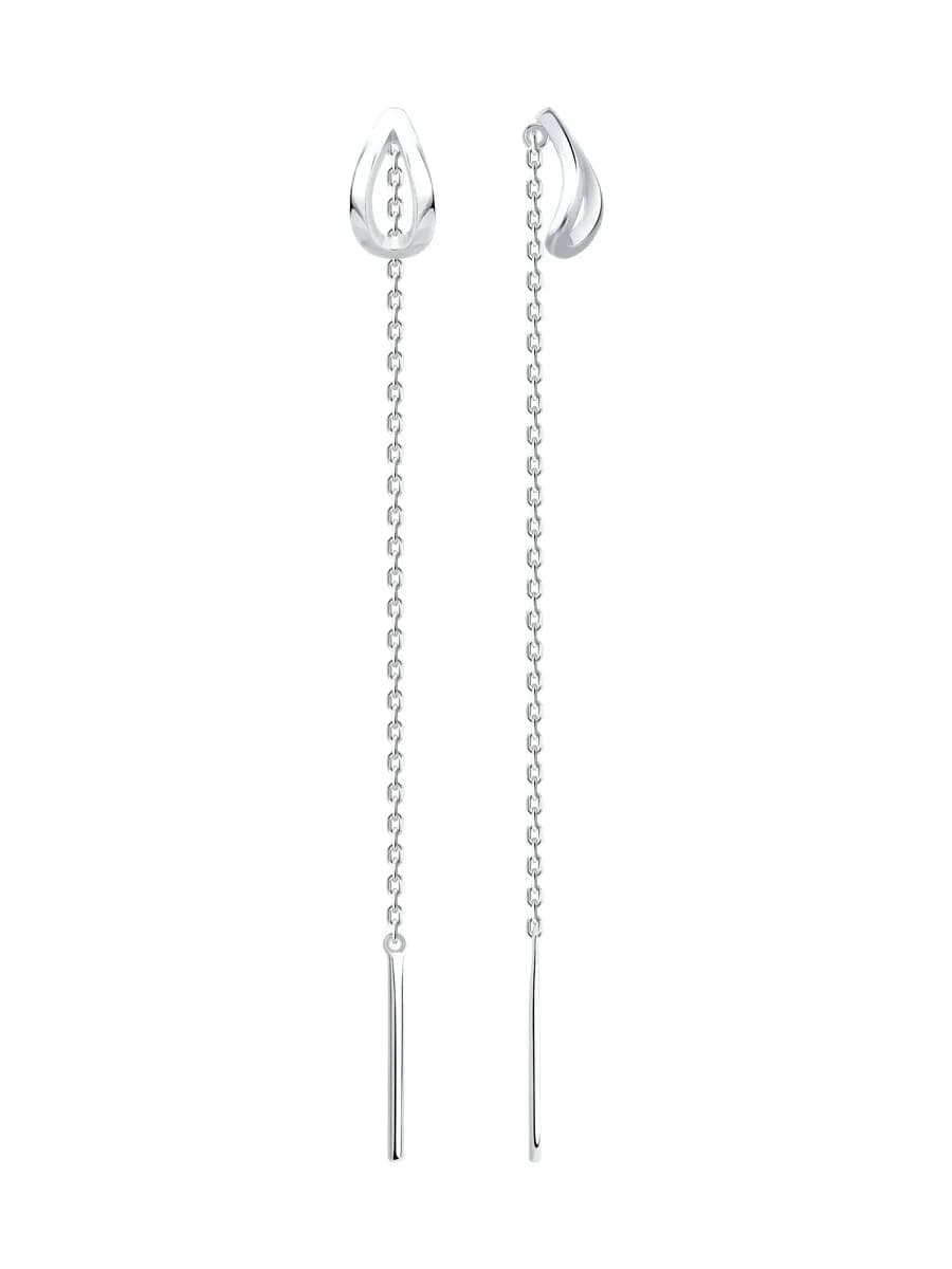 Серьги серебряные 925 пробы длинные продевки
