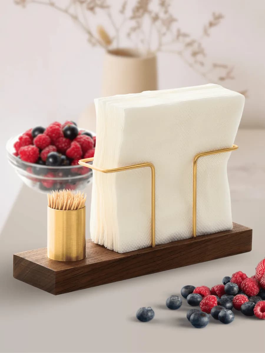 Салфетница с подставкой для зубочисток деревянная