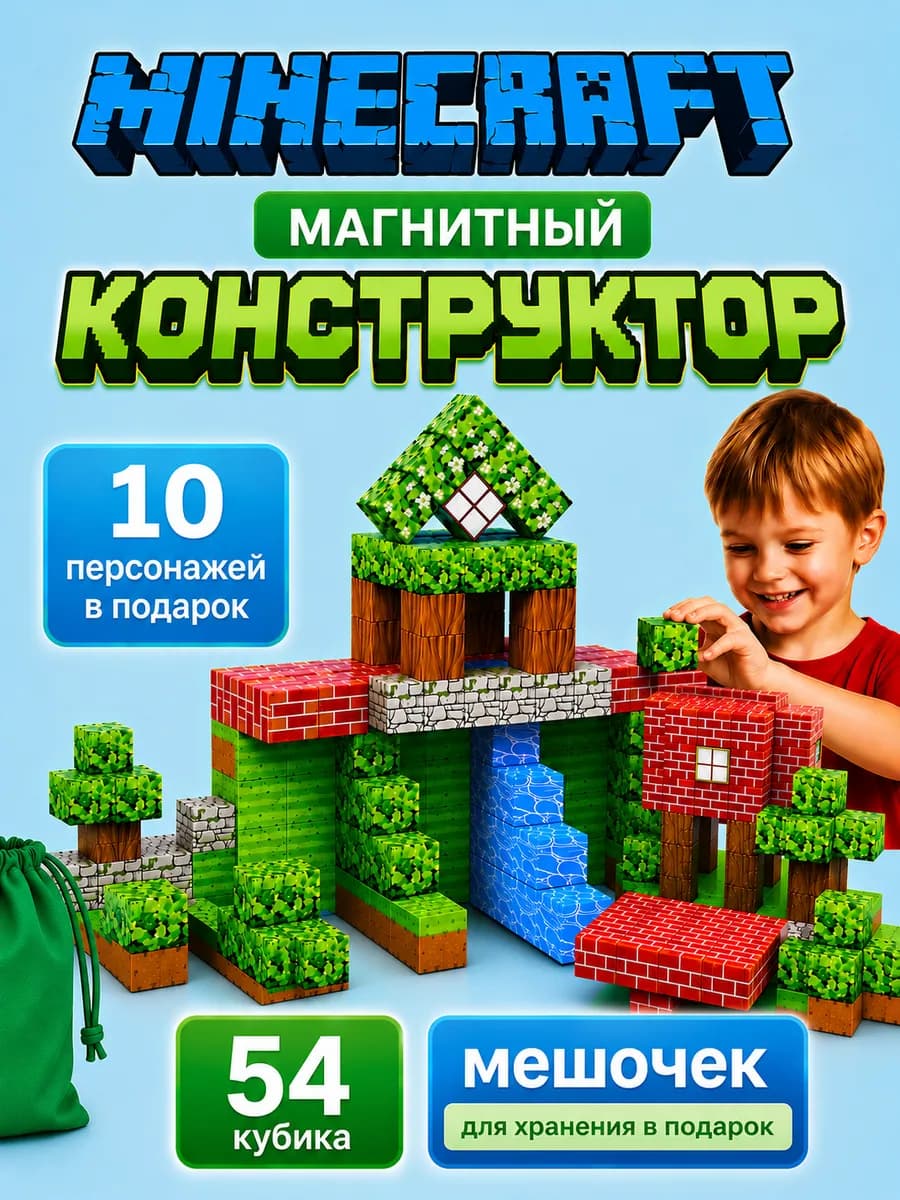 Магнитный конструктор minecraft кубики