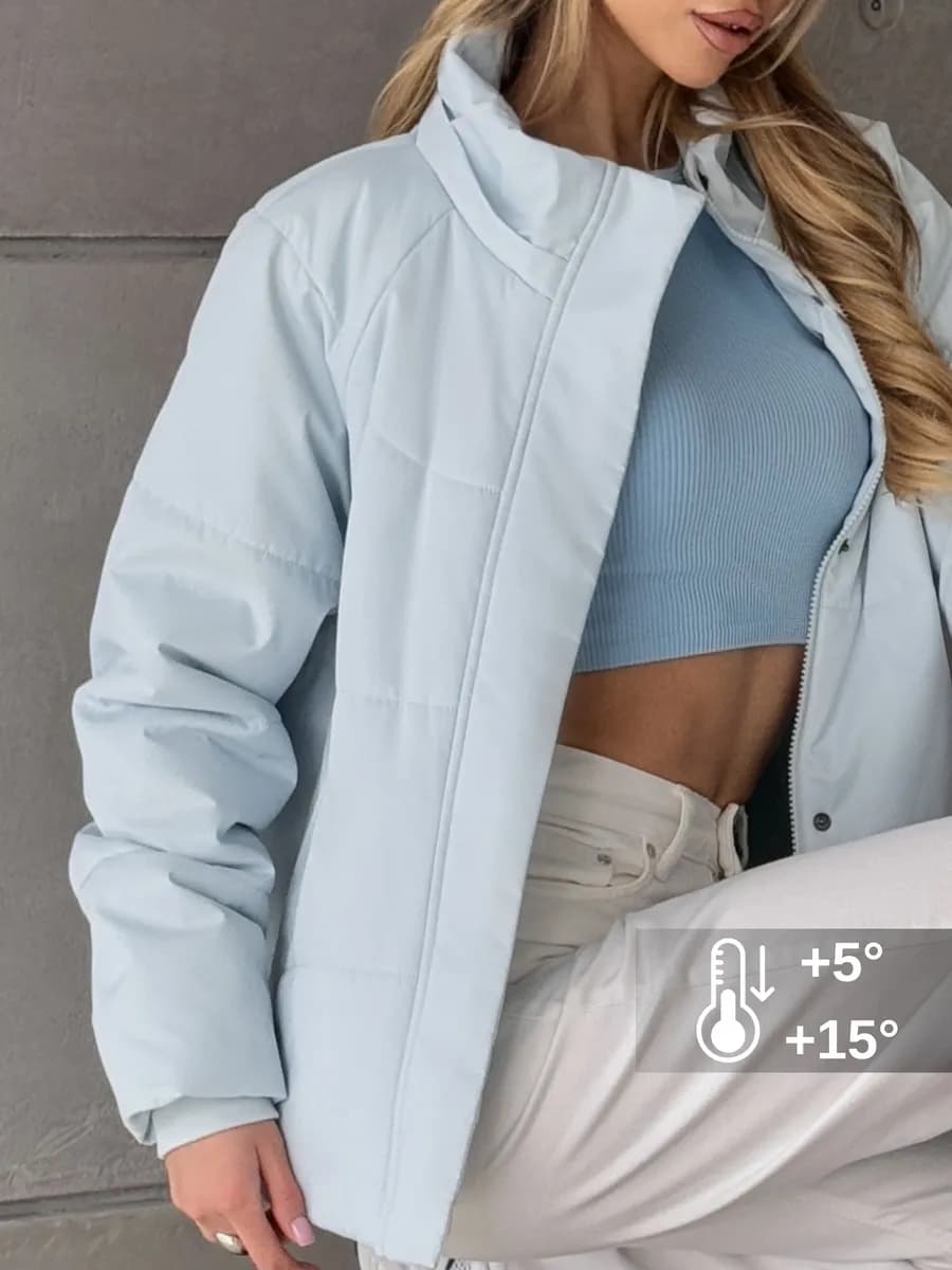 Куртка ветровка демисезонная короткая с капюшоном оверсайз