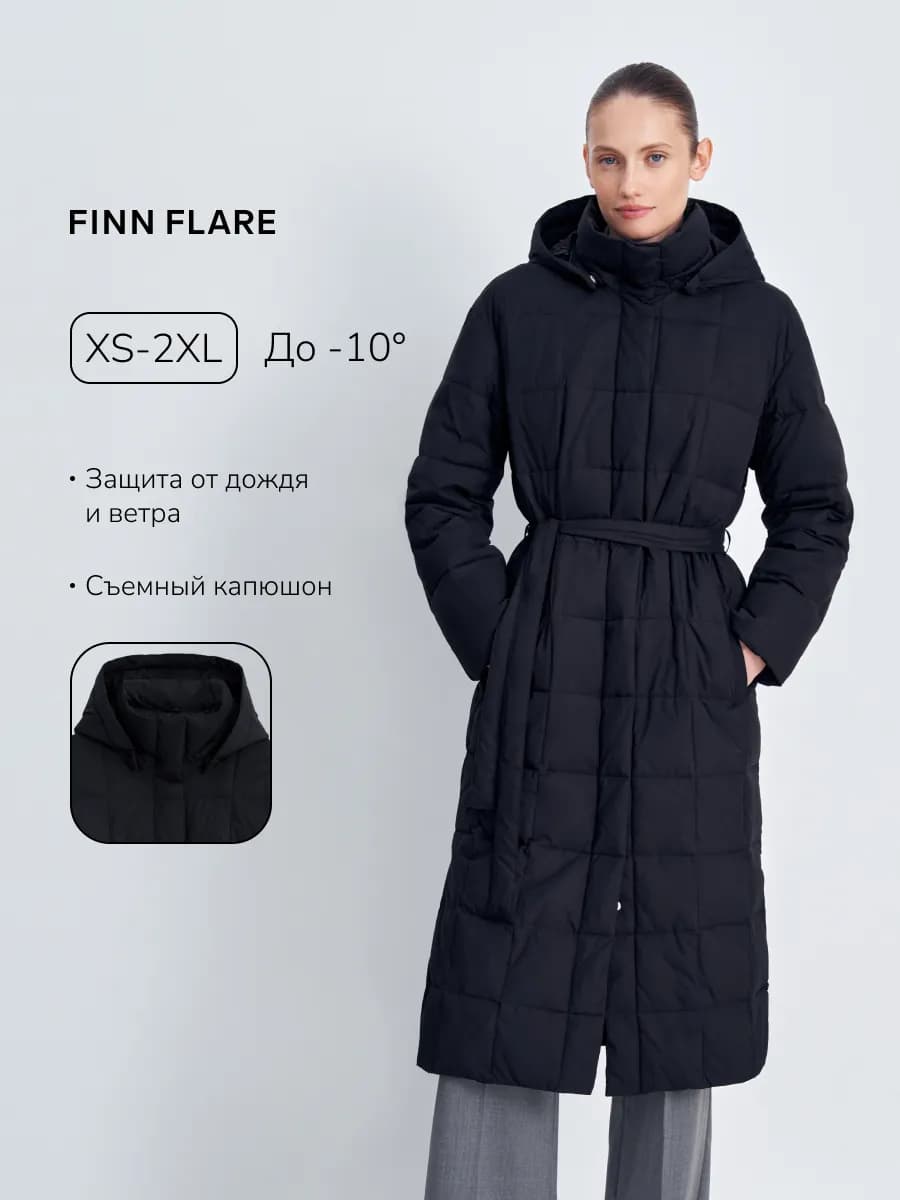 Пальто стеганое с капюшоном, куртка до -10