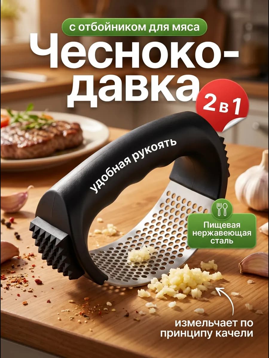 Пресс для чеснока с молоточком для мяса