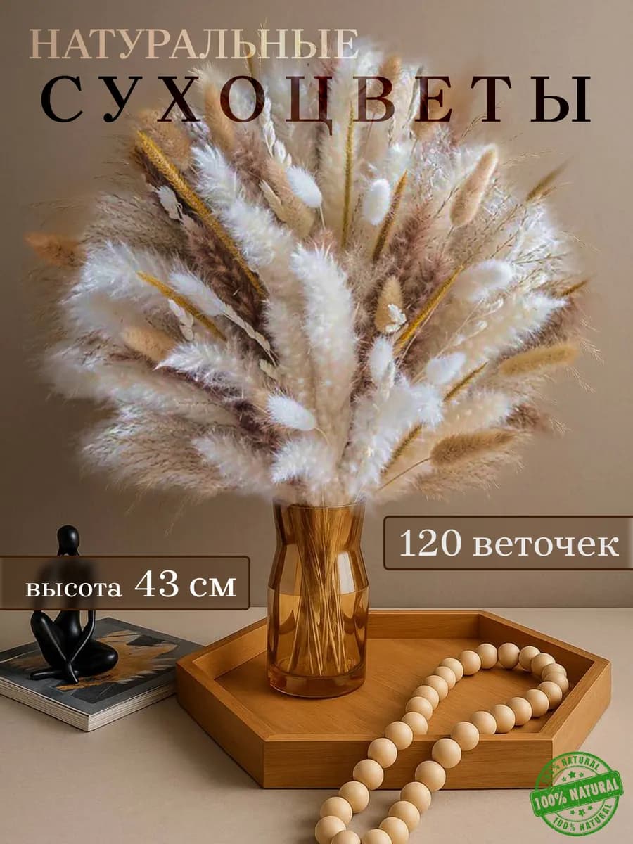 Сухоцветы для декора и интерьера, букет натуральный сухой