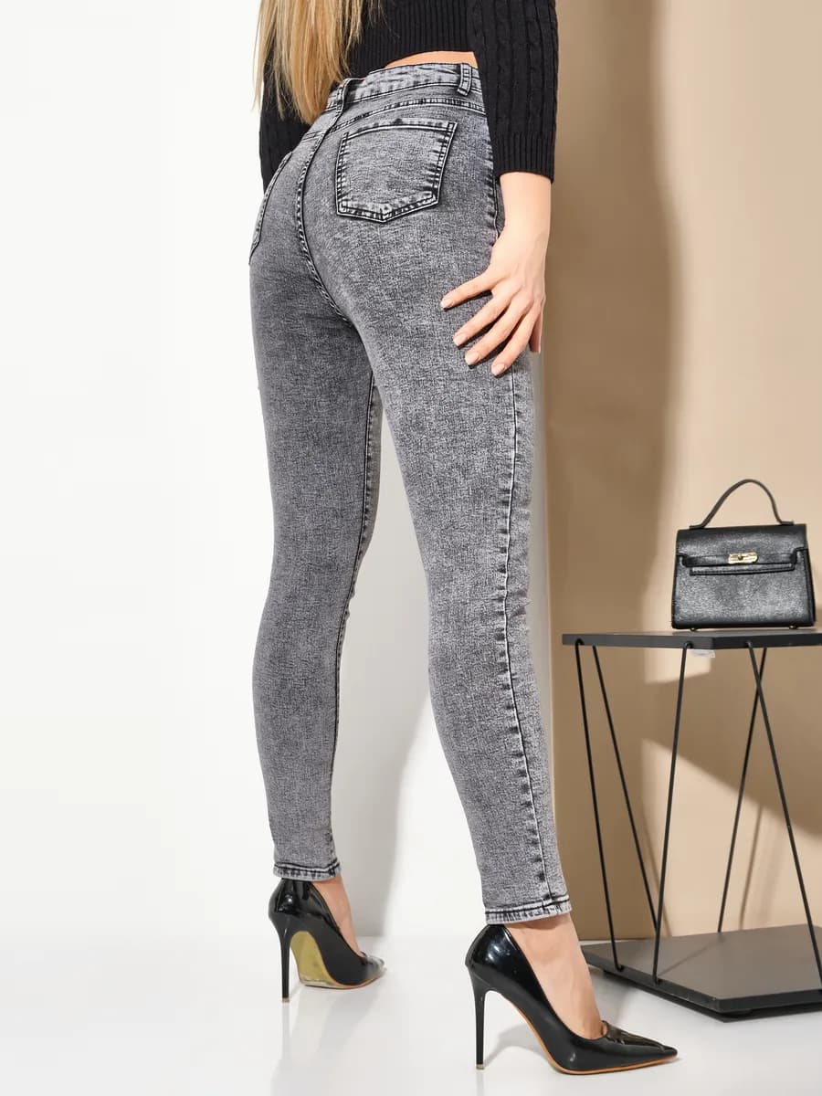 Джинсы скинни с высокой посадкой зауженные стрейч