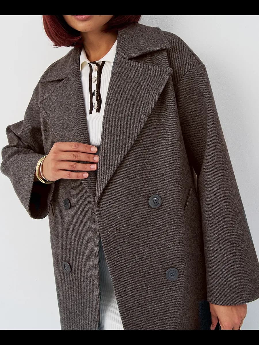 Пальто шерстяное длинное с поясом