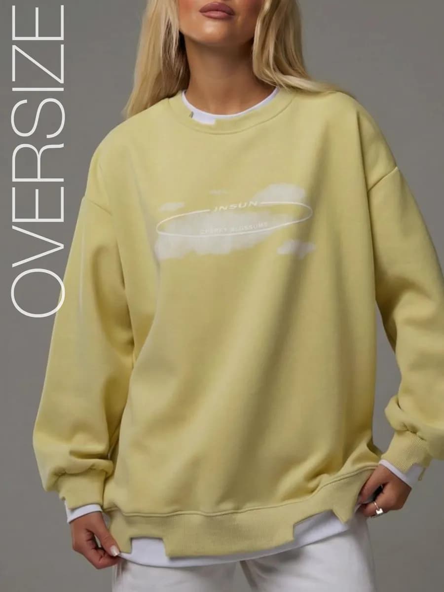 Свитшот оверсайз с принтом кофта