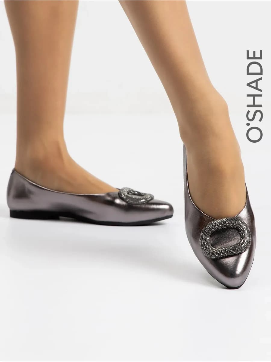 Серебристые туфли женские - фото 1