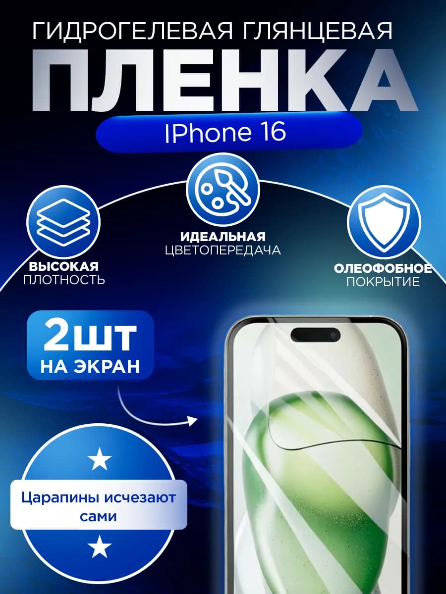 Гидрогелевая защитная пленка глянцевая для Iphone 16