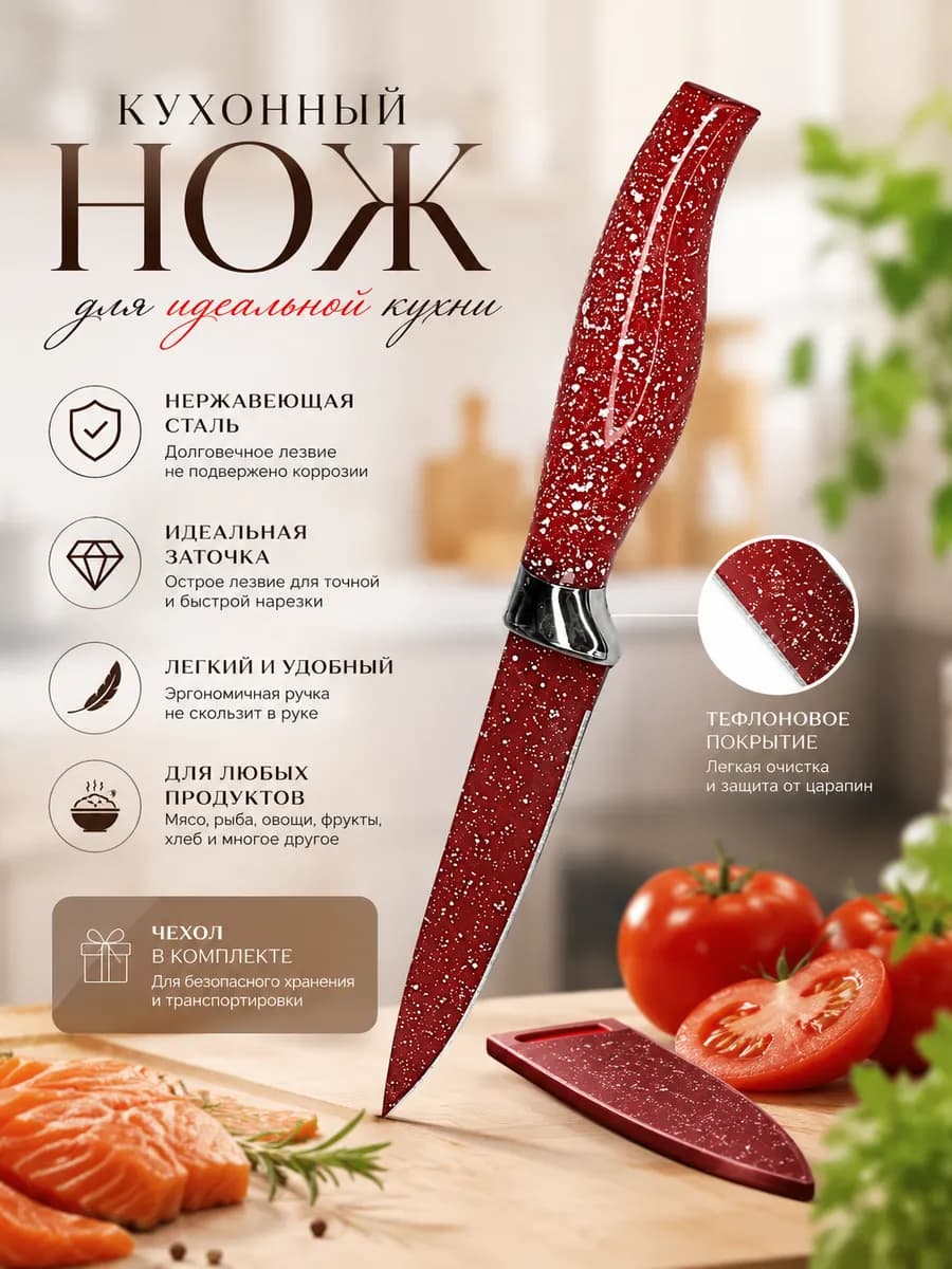 Нож кухонный с чехлом