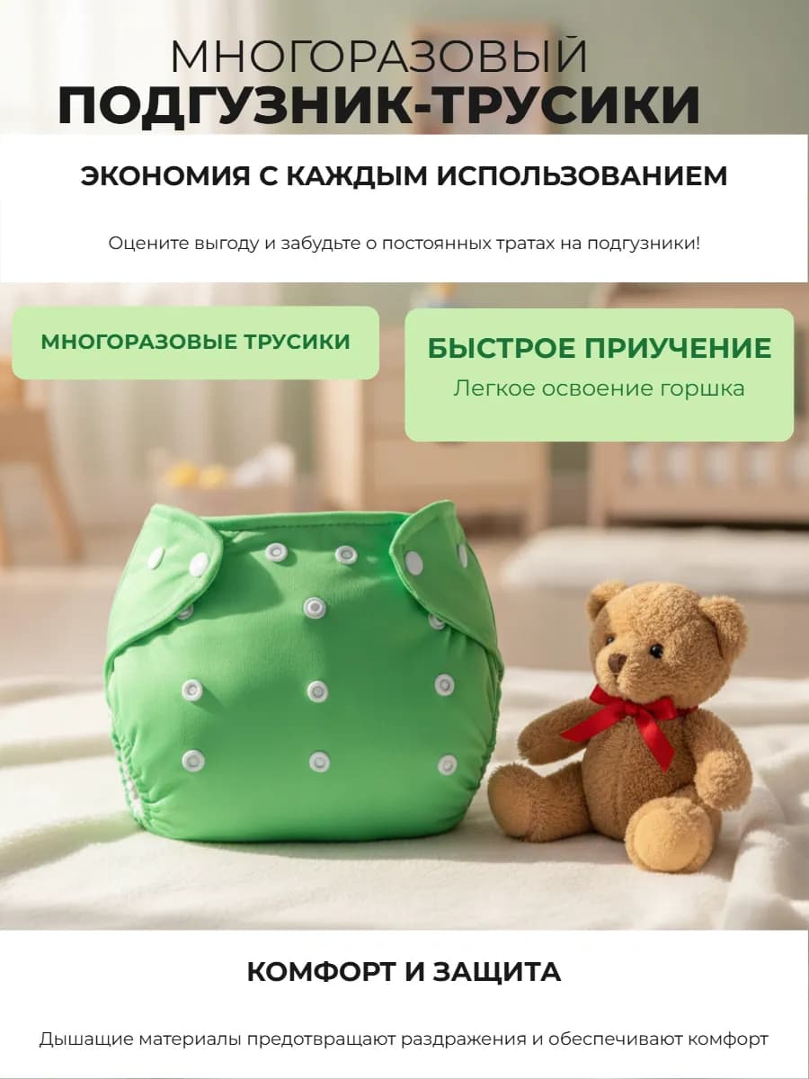 Подгузник - трусики для приучения к горшку многоразовый