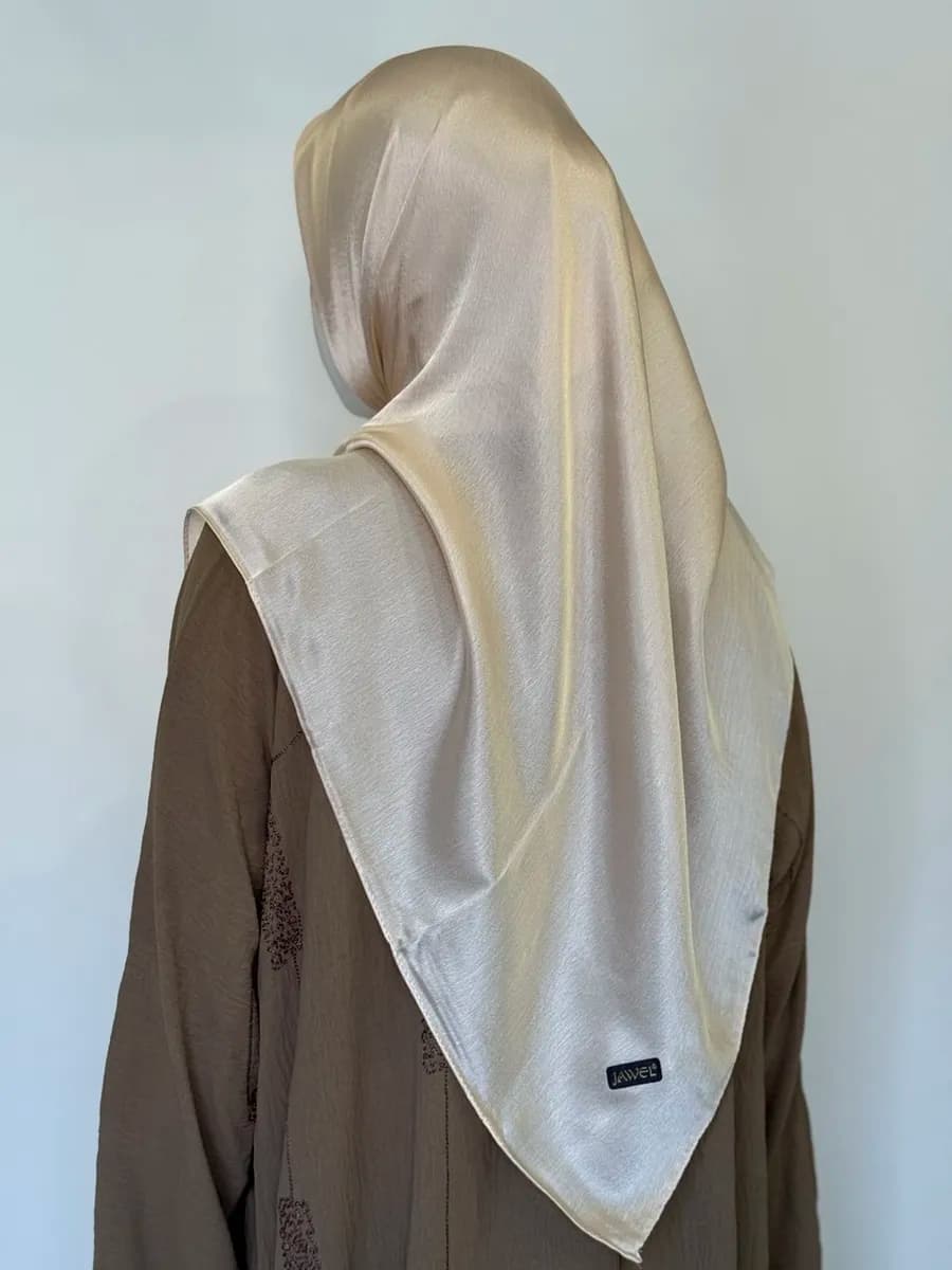 Платок женский мусульманский на голову из органзы молочный