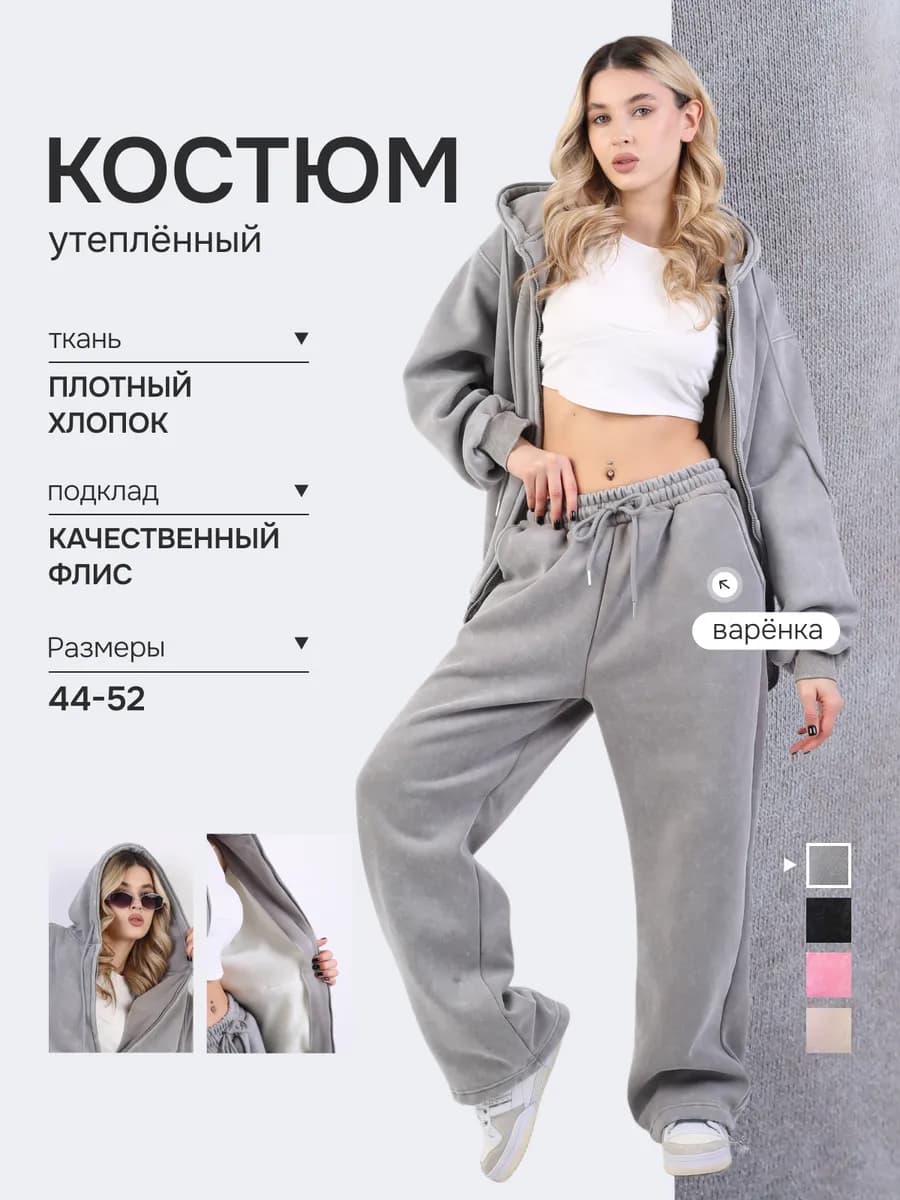 Теплый спортивный костюм варенка на замке