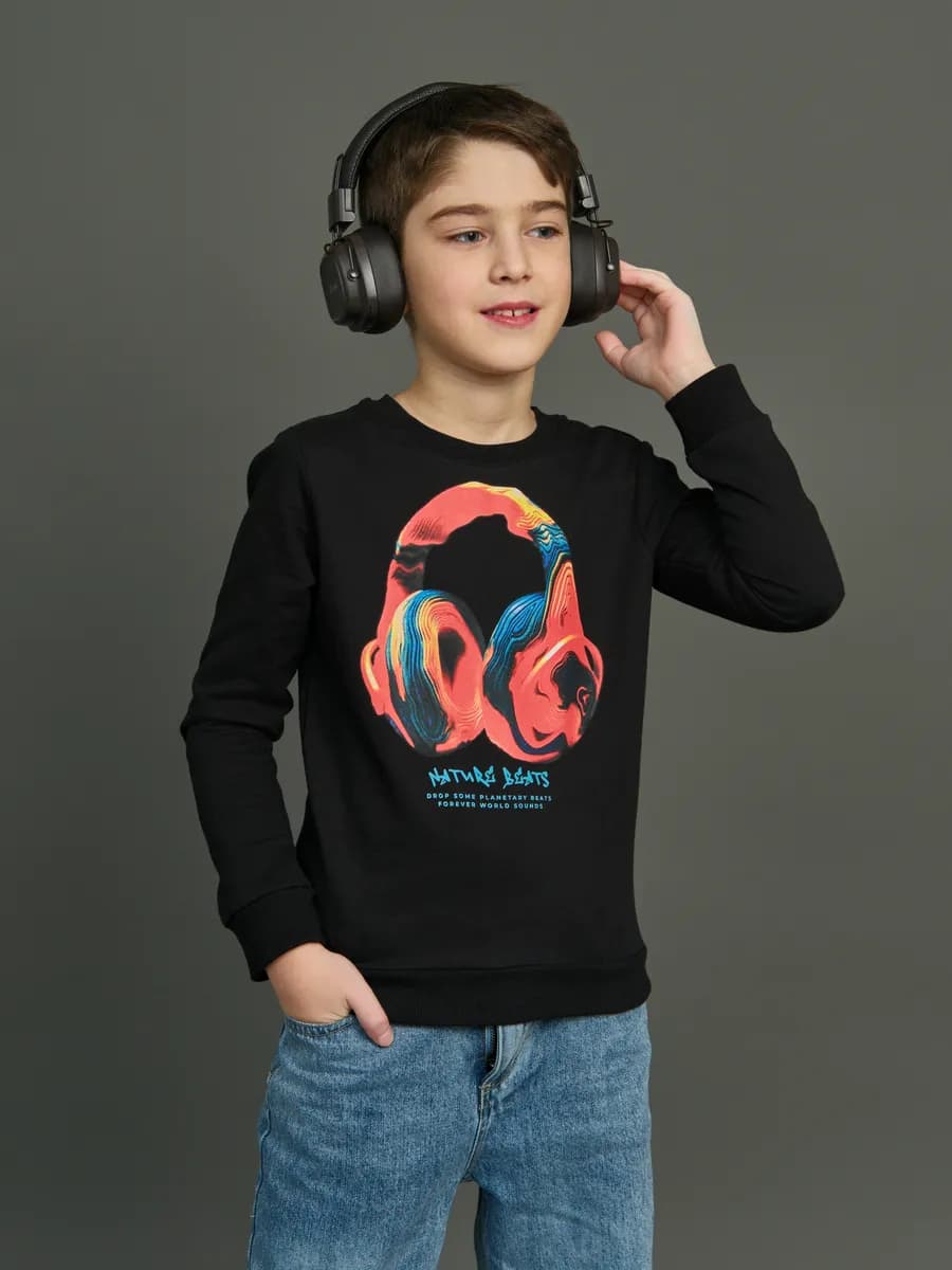 Толстовка свитшот без начеса с принтом