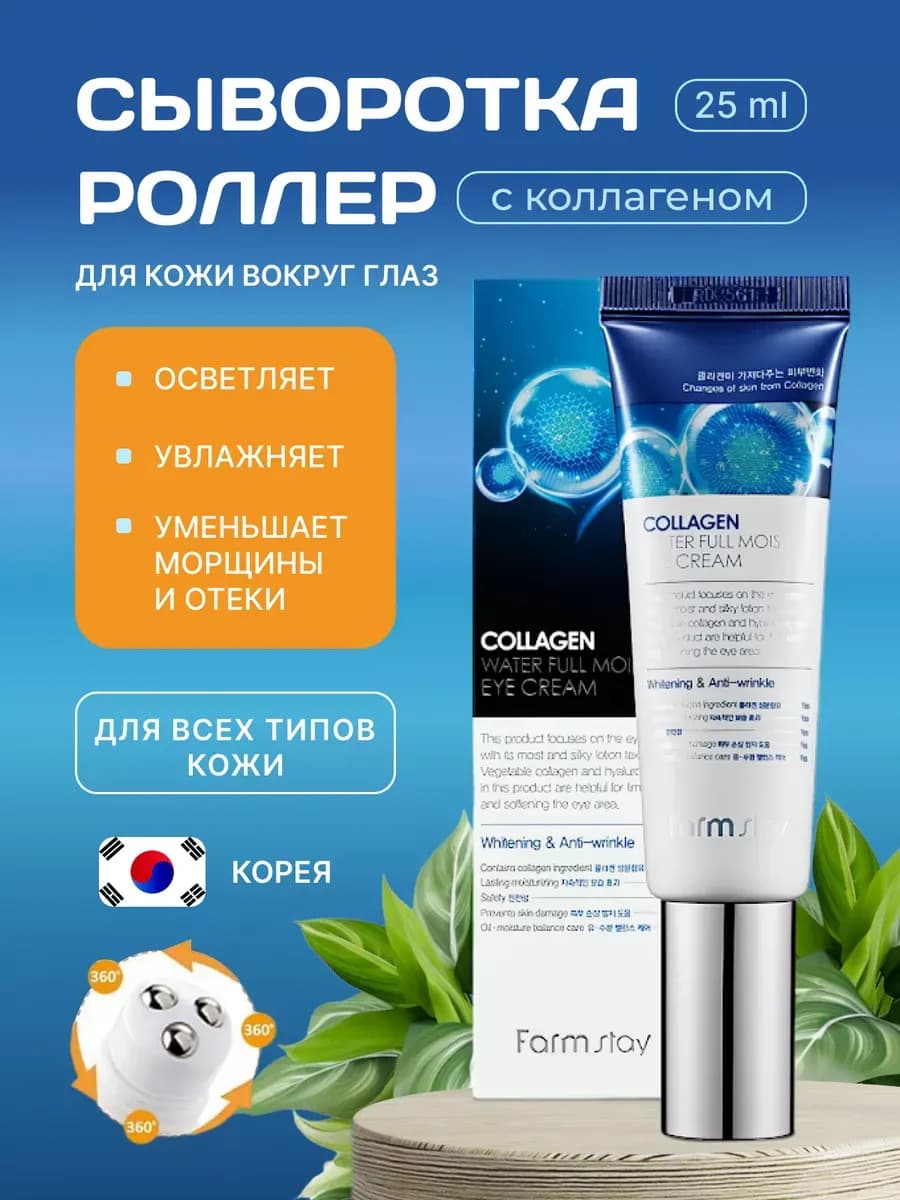 Корейская сыворотка для кожи вокруг глаз с коллагеном