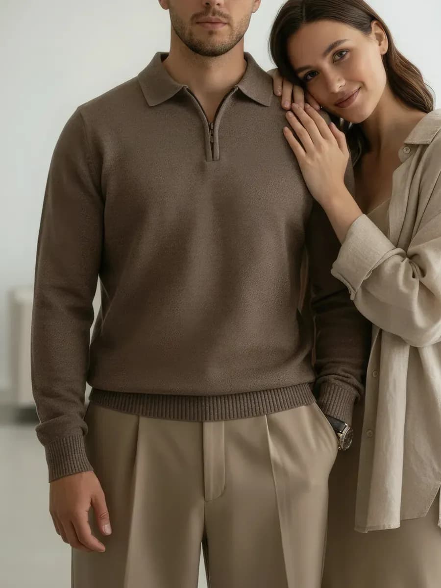 Свитер полузамок поло шерстяной пряжа Турция