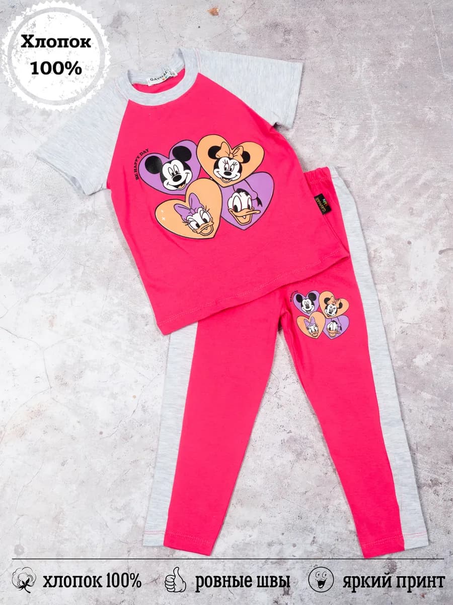 Пижама детская с принтом хлопковая двойка