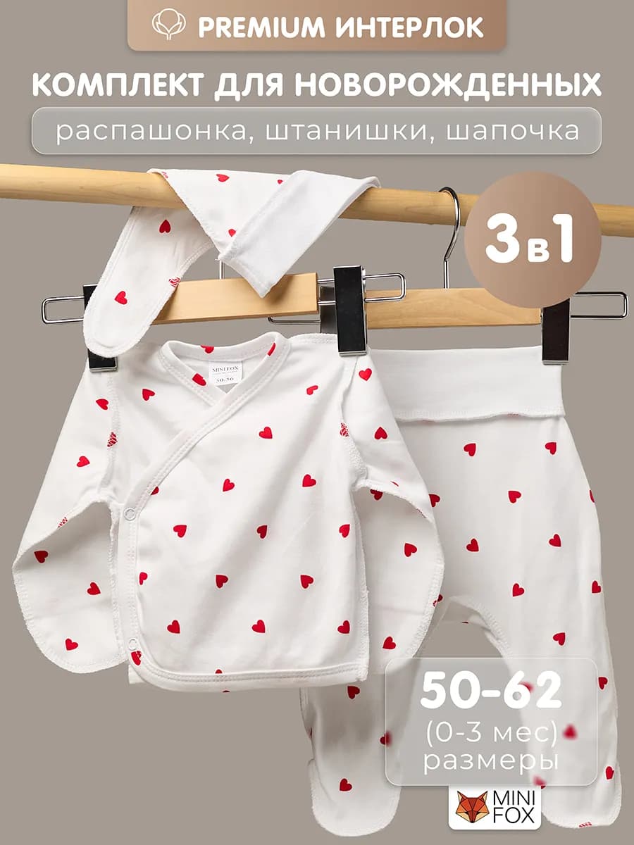 Комплект на выписку для новорожденных распашонка и ползунки