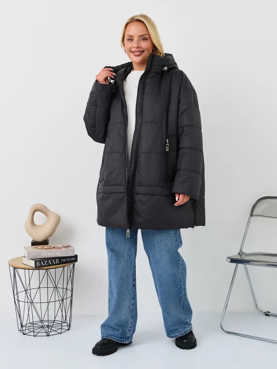 Куртка демисезонная с капюшоном больших размеров