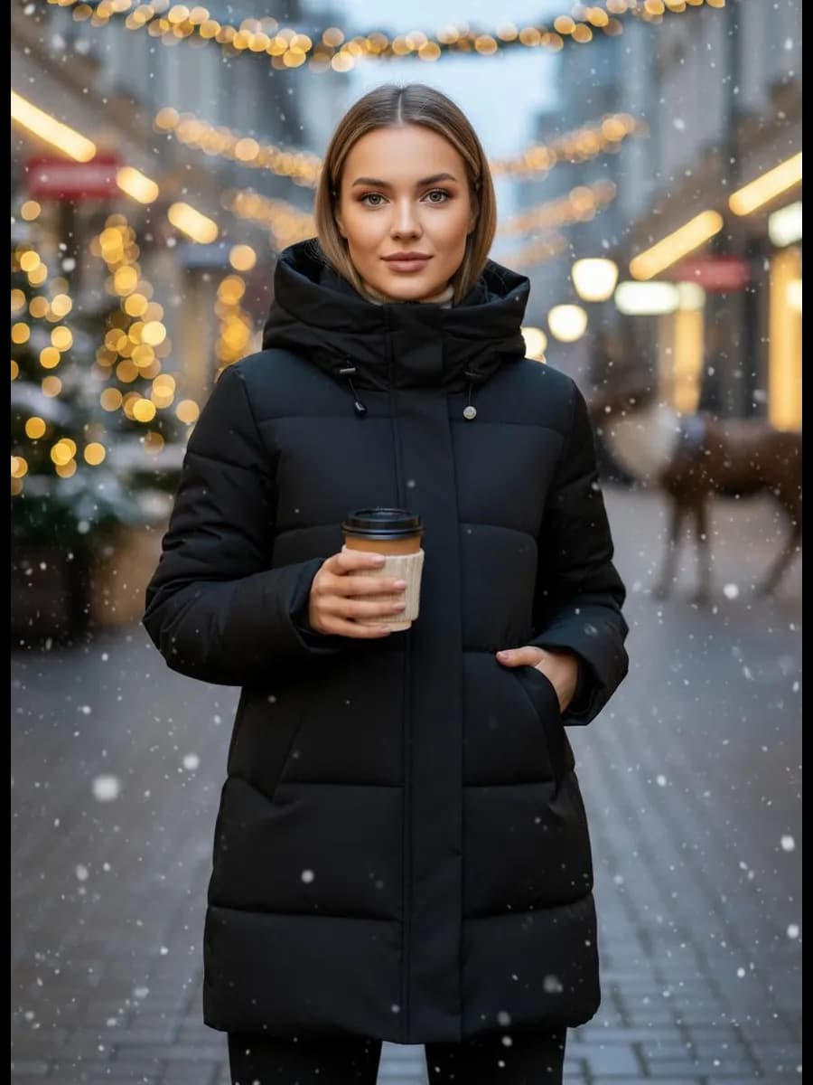 Куртка зимняя удлиненная с капюшоном