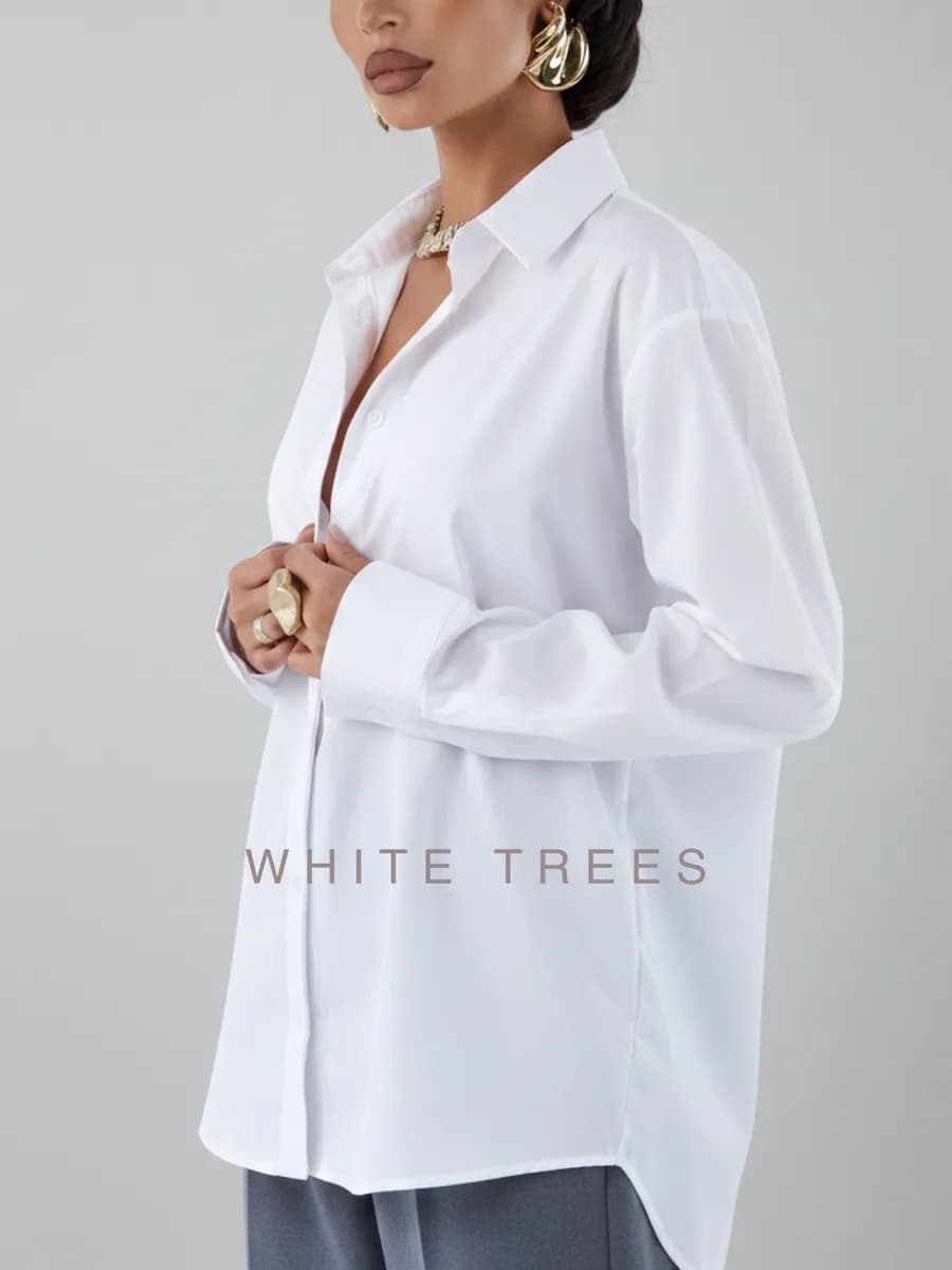 Рубашка хлопковая базовая оверсайз для офиса и школы