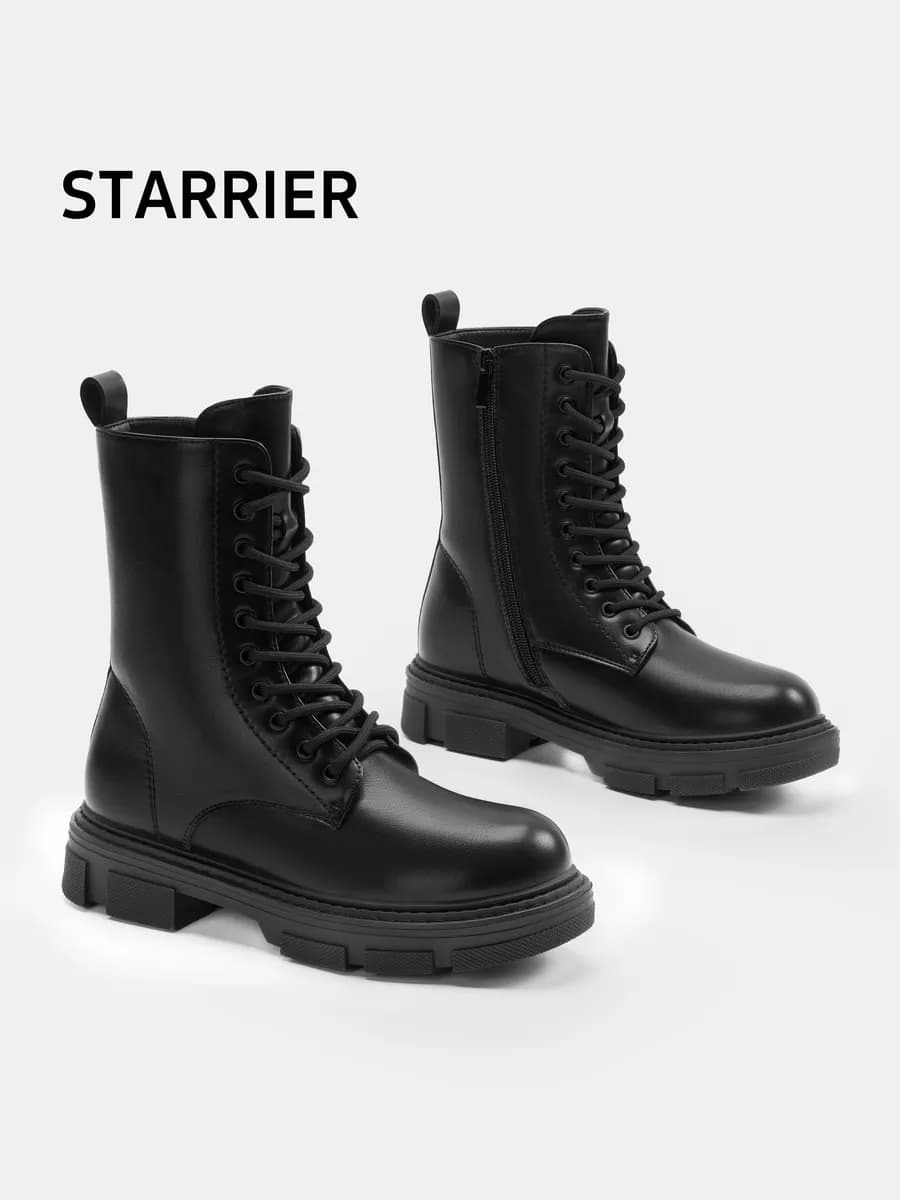 Ботинки зимние берцы на платформе нескользящие - фото 1