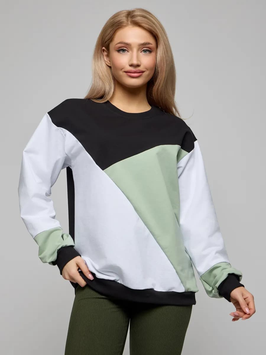 Свитшот оверсайз хлопковый трикотажный