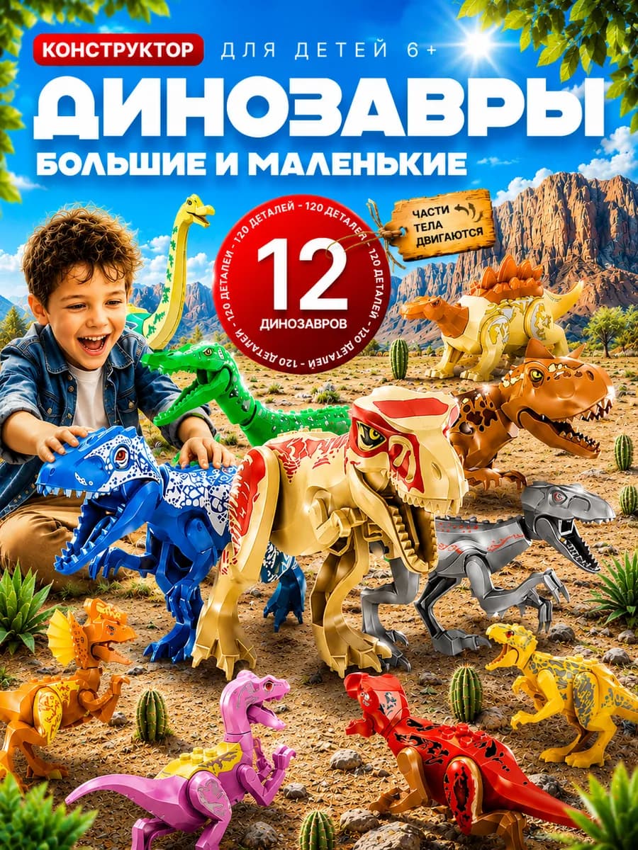 Конструктор для мальчиков динозавры большие игровой набор