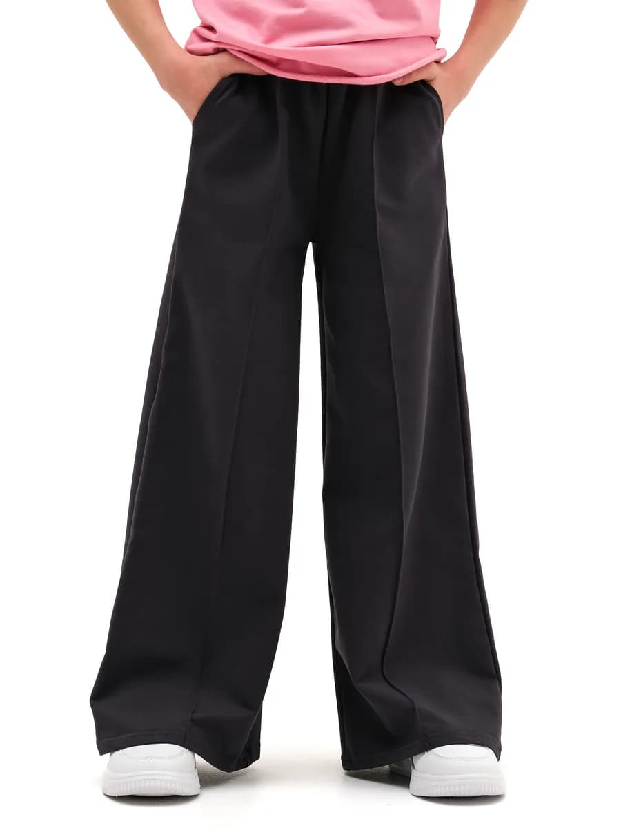 Брюки палаццо спортивные с высокой посадкой на резинке