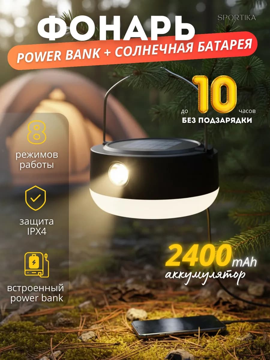 Аккумуляторный кемпинговый фонарь лампа для дома и туризма