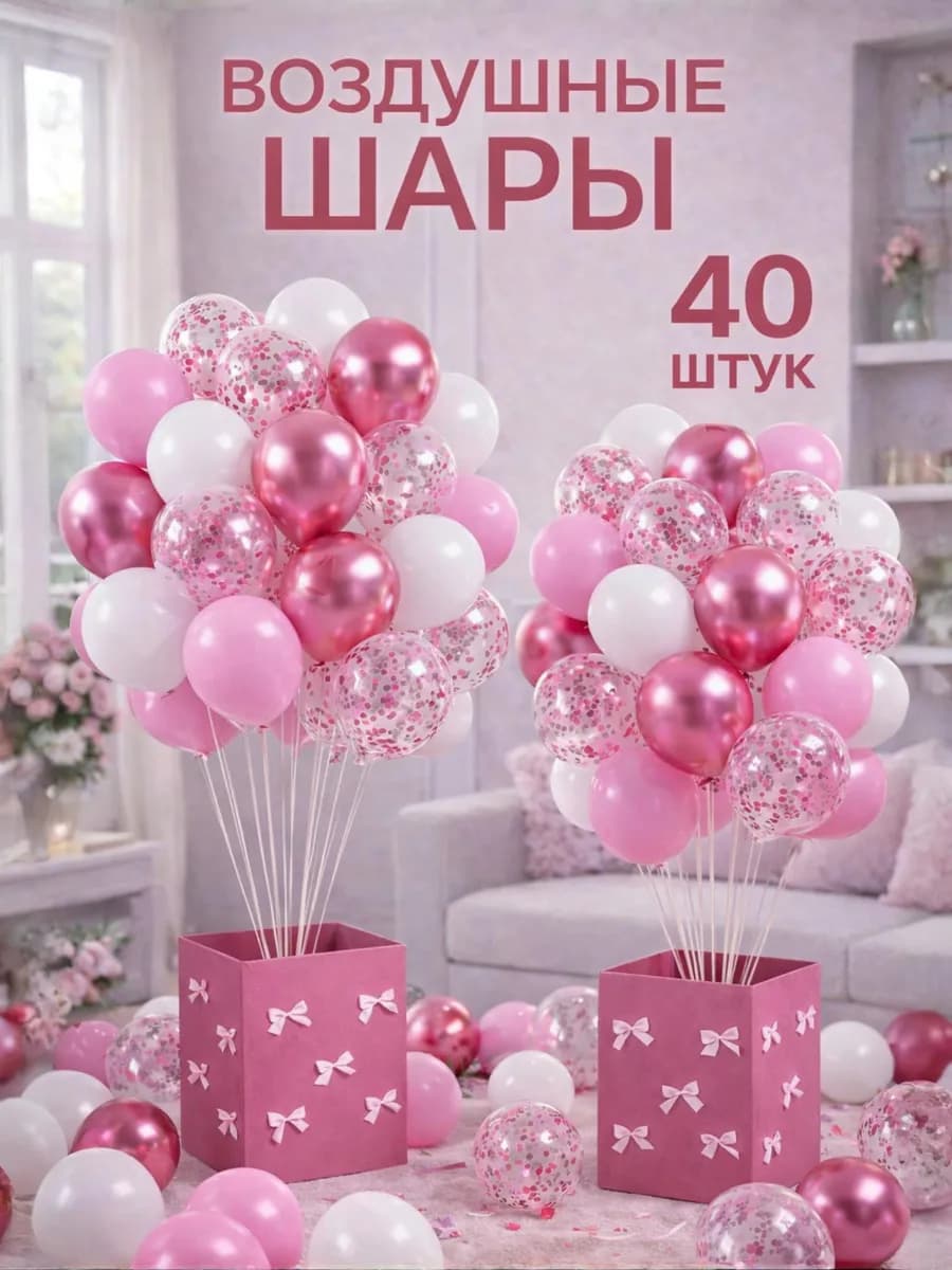Шарики воздушные набор глянцевые 40 шт для праздника