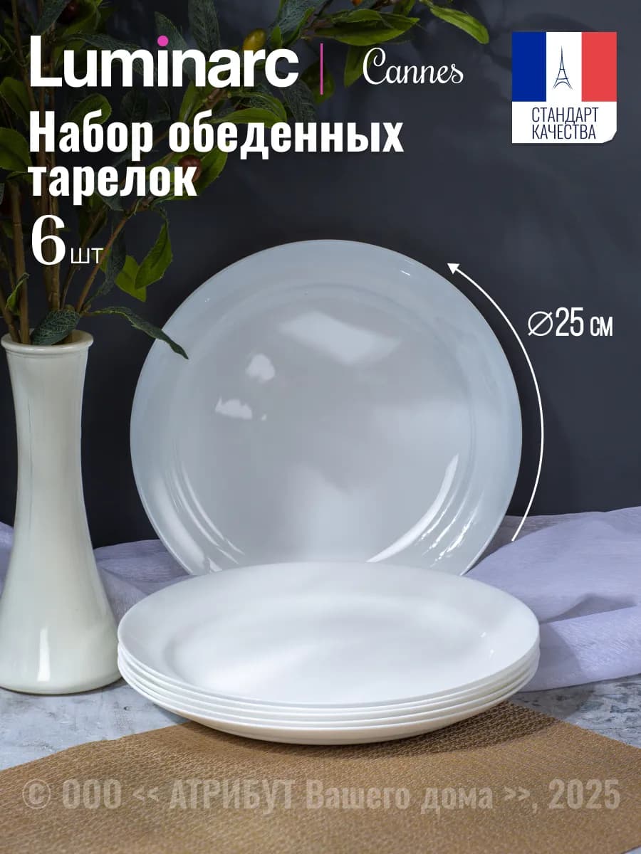 Тарелки обеденные набор 6 шт 25 см Cannes - фото 1