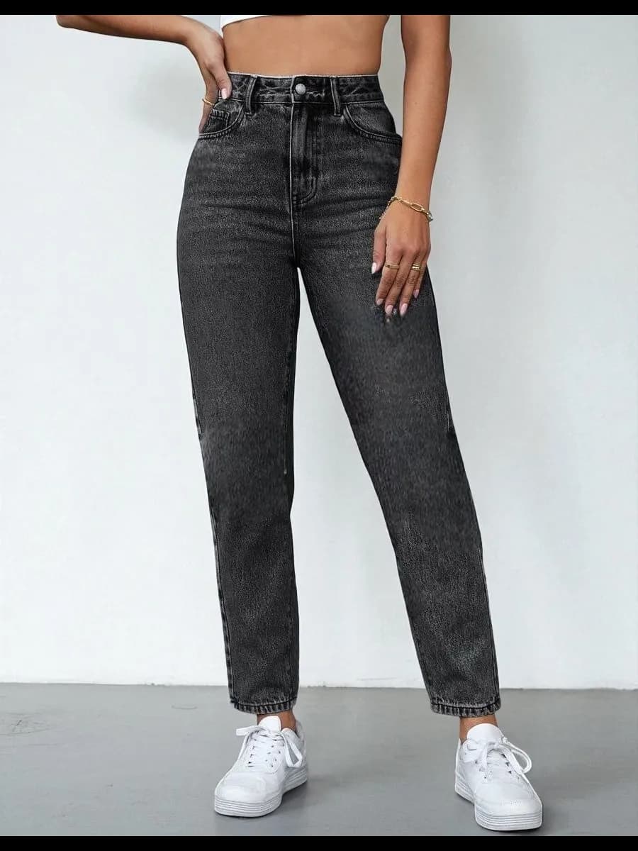 Джинсы мом прямые с высокой посадкой