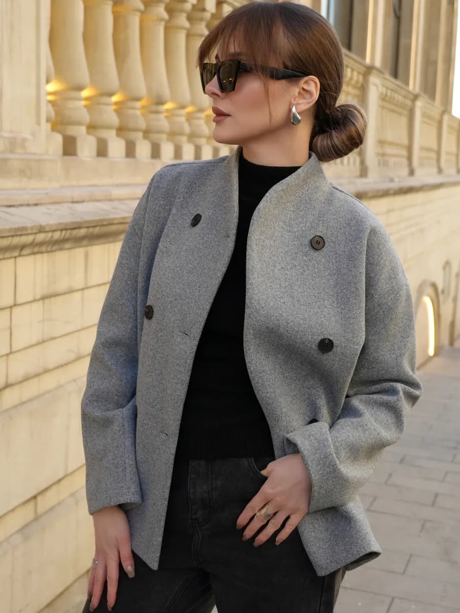 Пальто короткое оверсайз полупальто