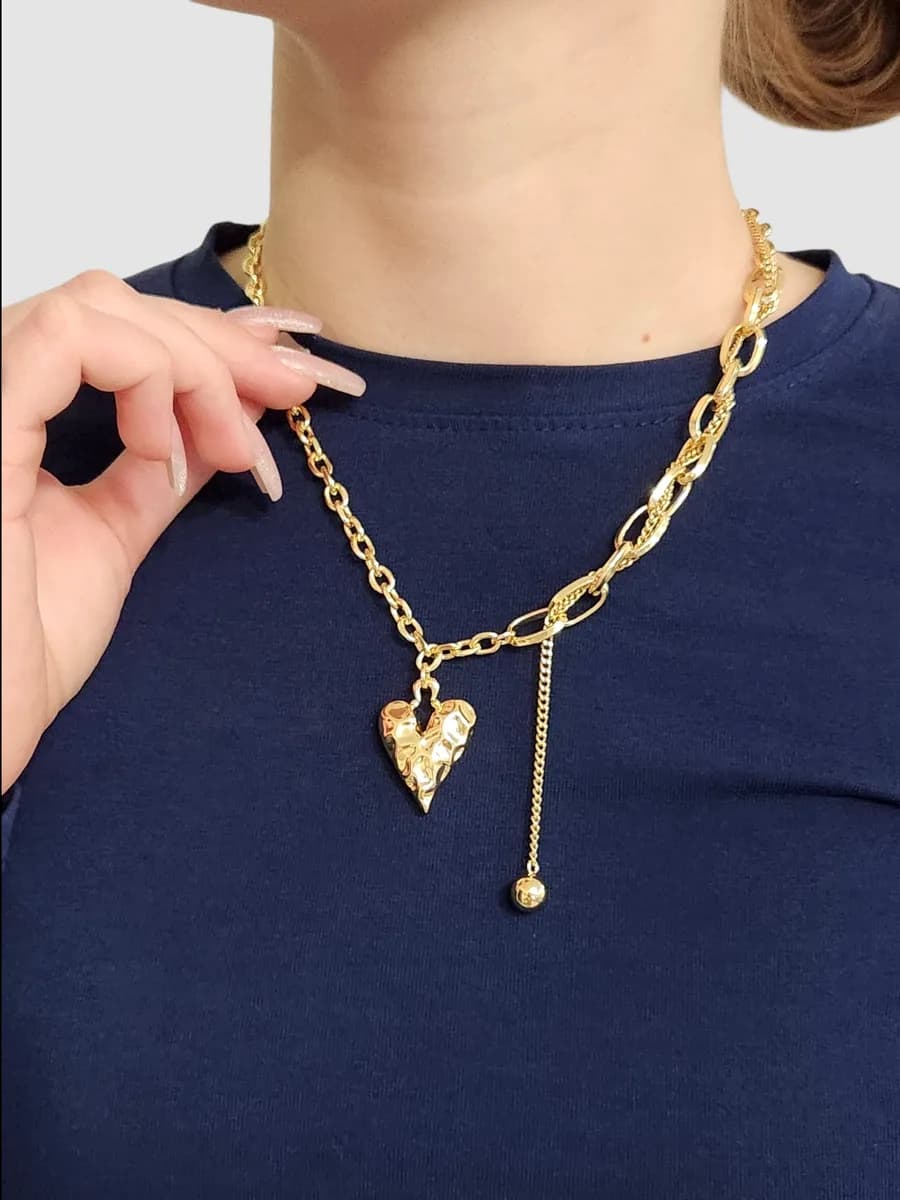Колье цепочка с подвеской сердце - фото 1