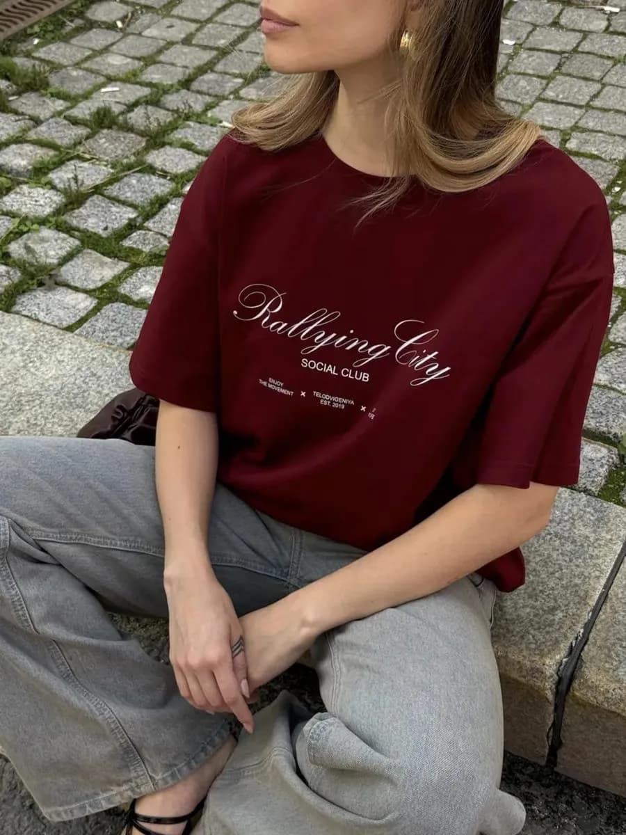 Футболка оверсайз с принтом RALLYING CITY