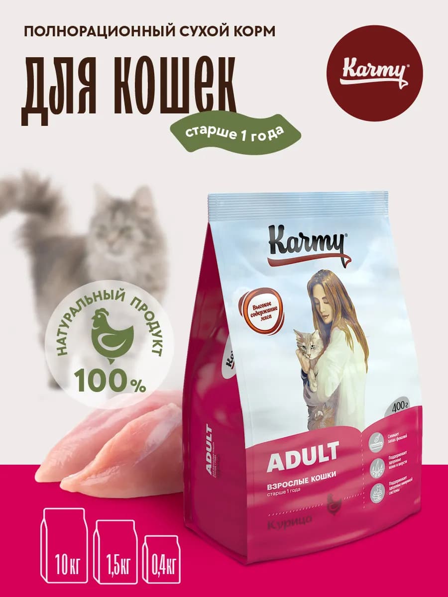Корм для кошек сухой Adult Курица 400 г