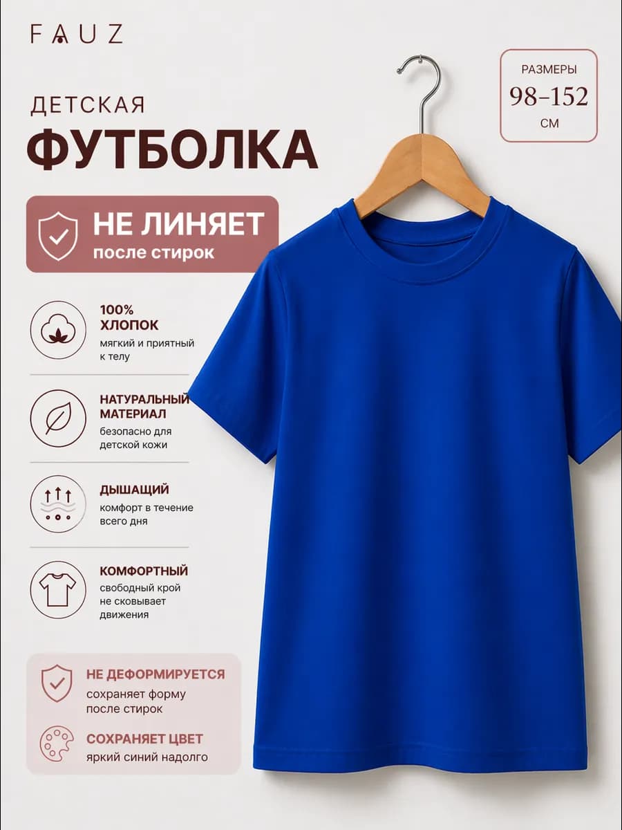 Футболка базовая детская хлопок школьная