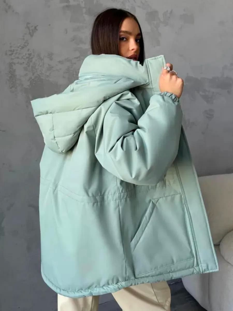 Куртка демисезонная удлиненная с капюшоном весна