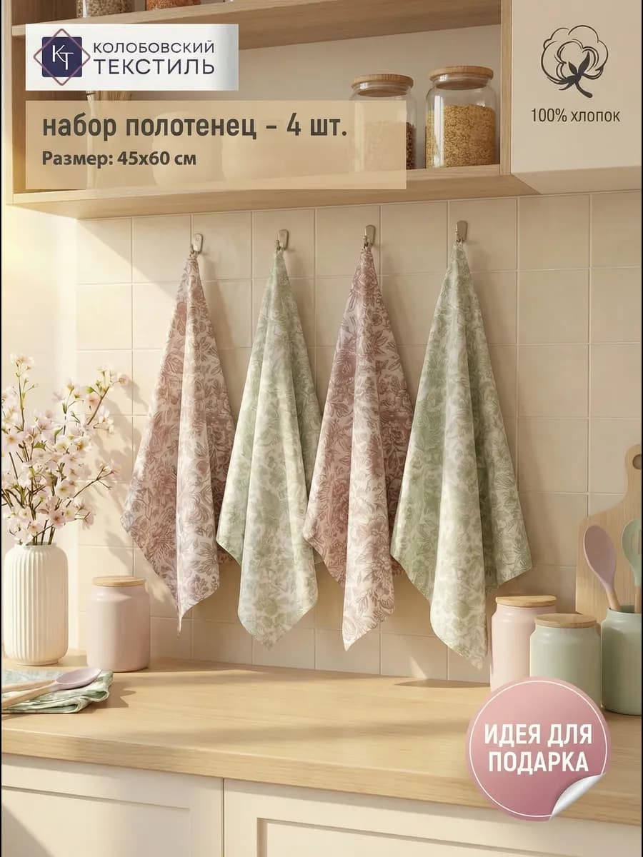 Полотенце кухонное рогожка набор 60х45 см 4 шт