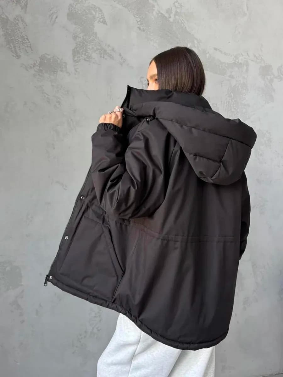 Куртка демисезонная удлиненная с капюшоном весна