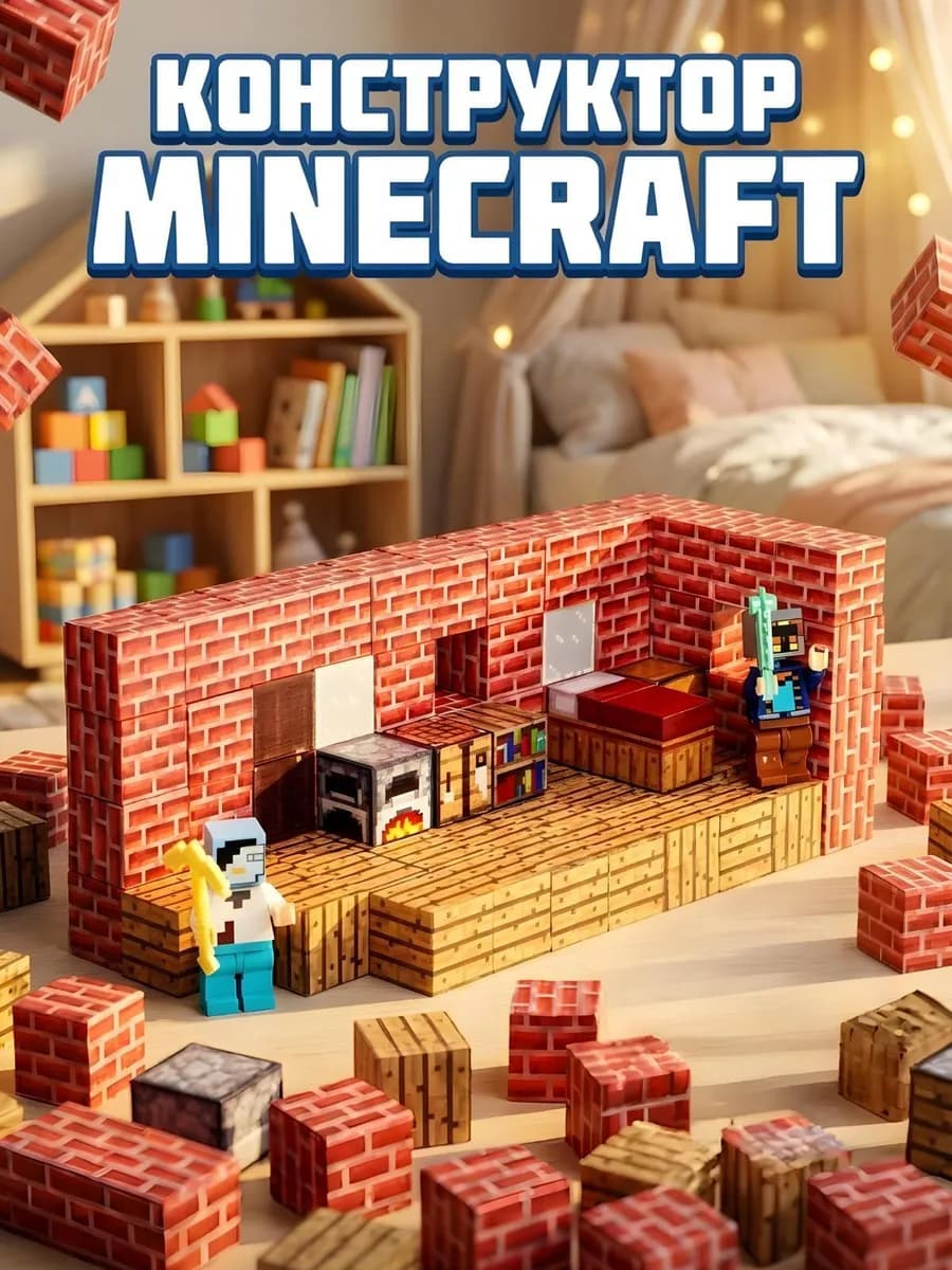 Магнитный конструктор Minecraft кубики майнкрафт