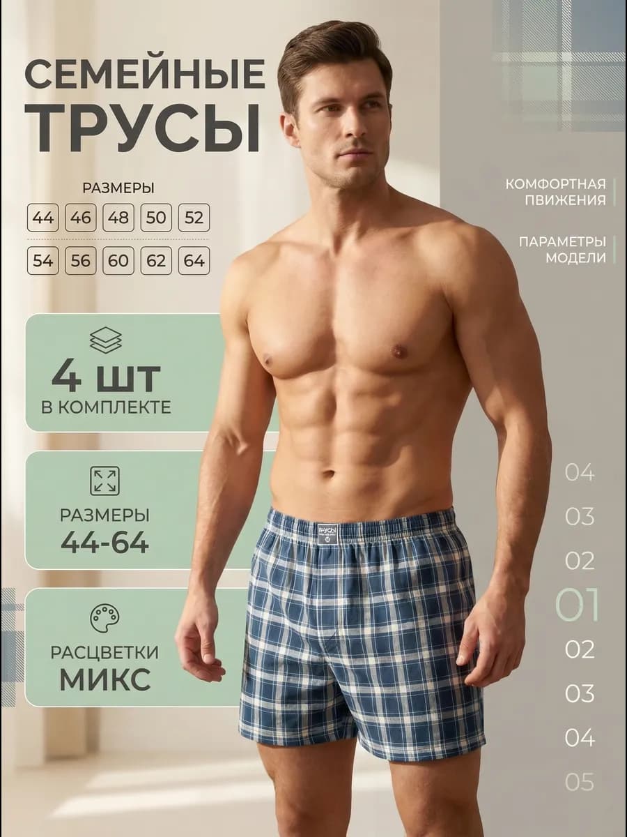 Трусы семейные набор 4 штуки