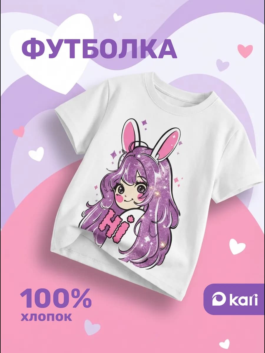 Футболка для девочки белая с принтом