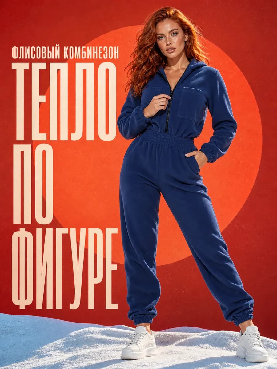 Комбинезон флисовый с капюшоном домашний