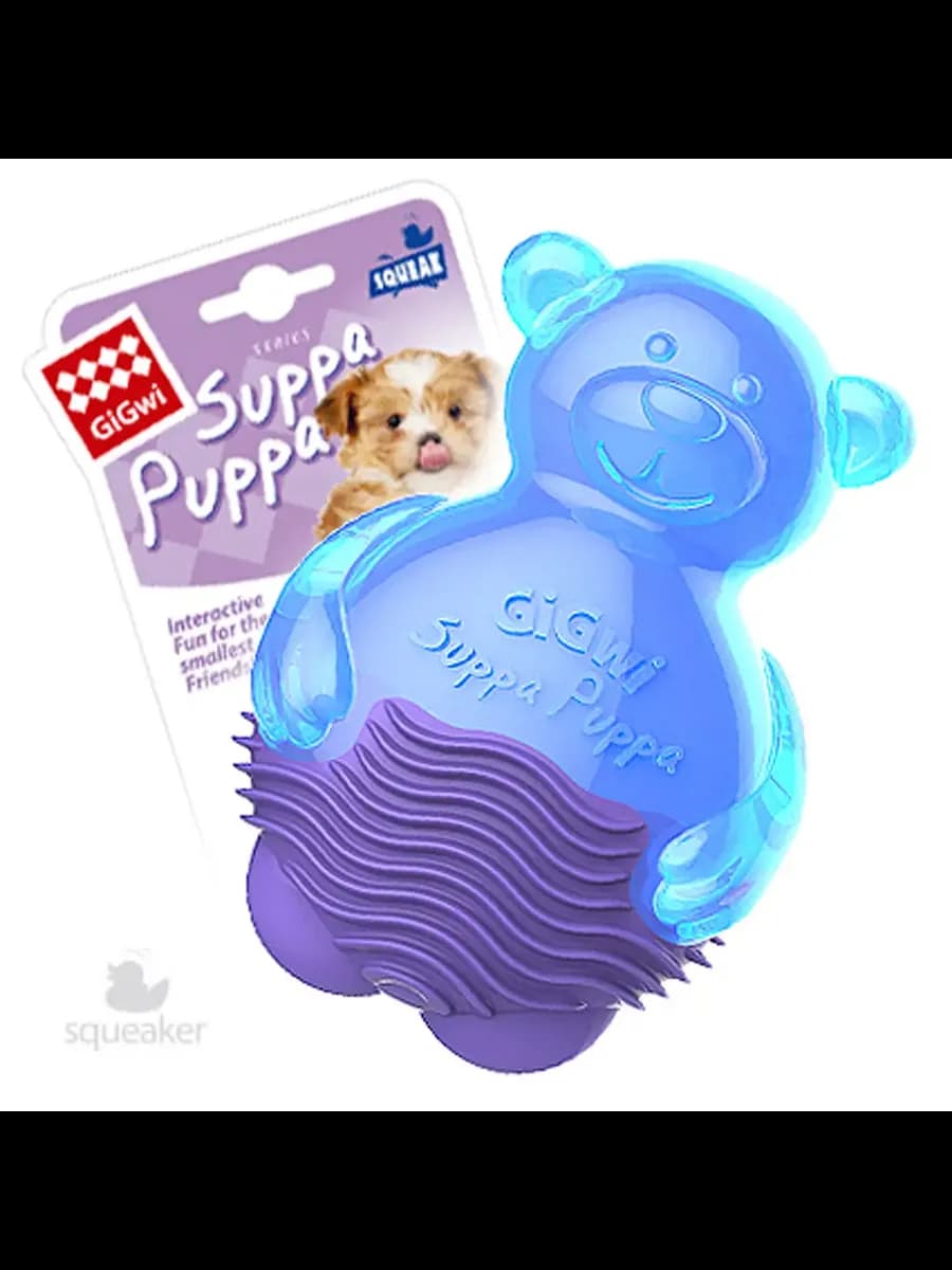 Игрушка для собак Мишка с пищалкой синий SUPPA PUPPA 9 см